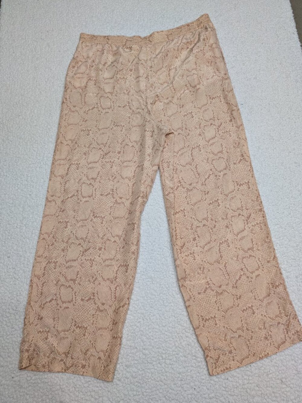 Apt 9 Women’s 100% Silk Snake Print Wide Leg Pants XL Elastic Waist Flowy